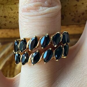 Natural Black Spinel Sterling Silver Stackable Ring Set Size 6